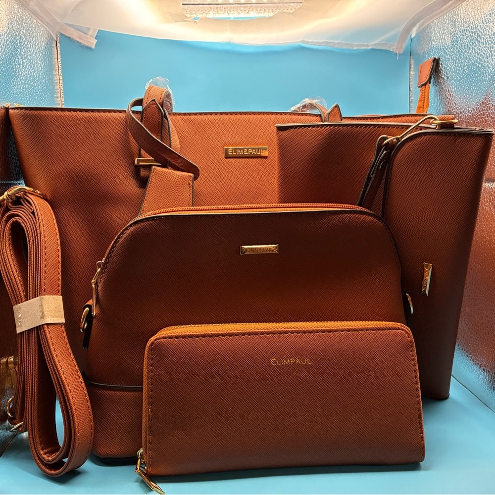 Women's Tan Tote Bag Set